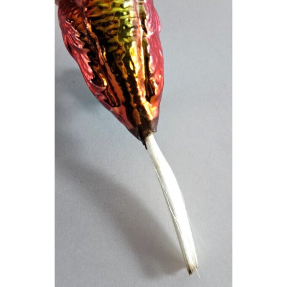 VTG Mercury Glass Parrot Christmas Ornament West Germany Clip Mid Century 5" - Picture 5 of 5